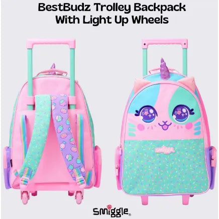 Smiggle School Bag : Best Budz Colorful & Stylish 18 Inch Trolley Backpack for Kids