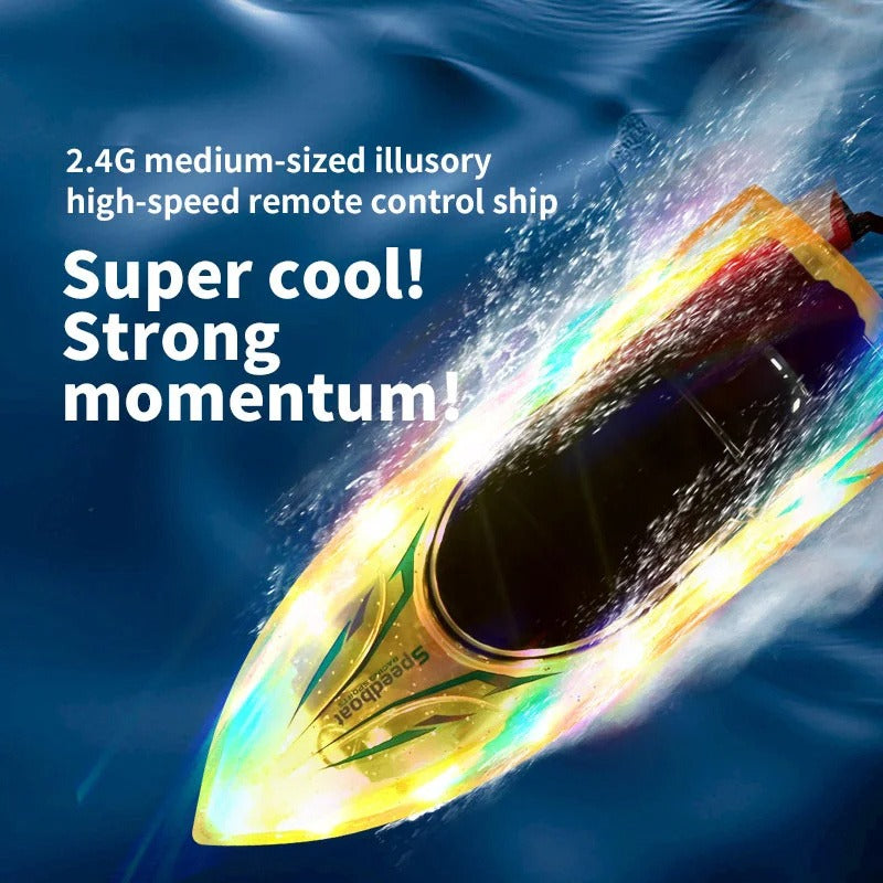 High Speed Remote Control Speedboat 2.4GHz Colorful Lights Waterproof Boat