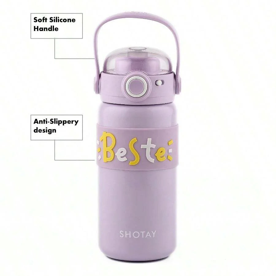 Shotay Steel Water Bottle Kids | 500 ML (Purple)