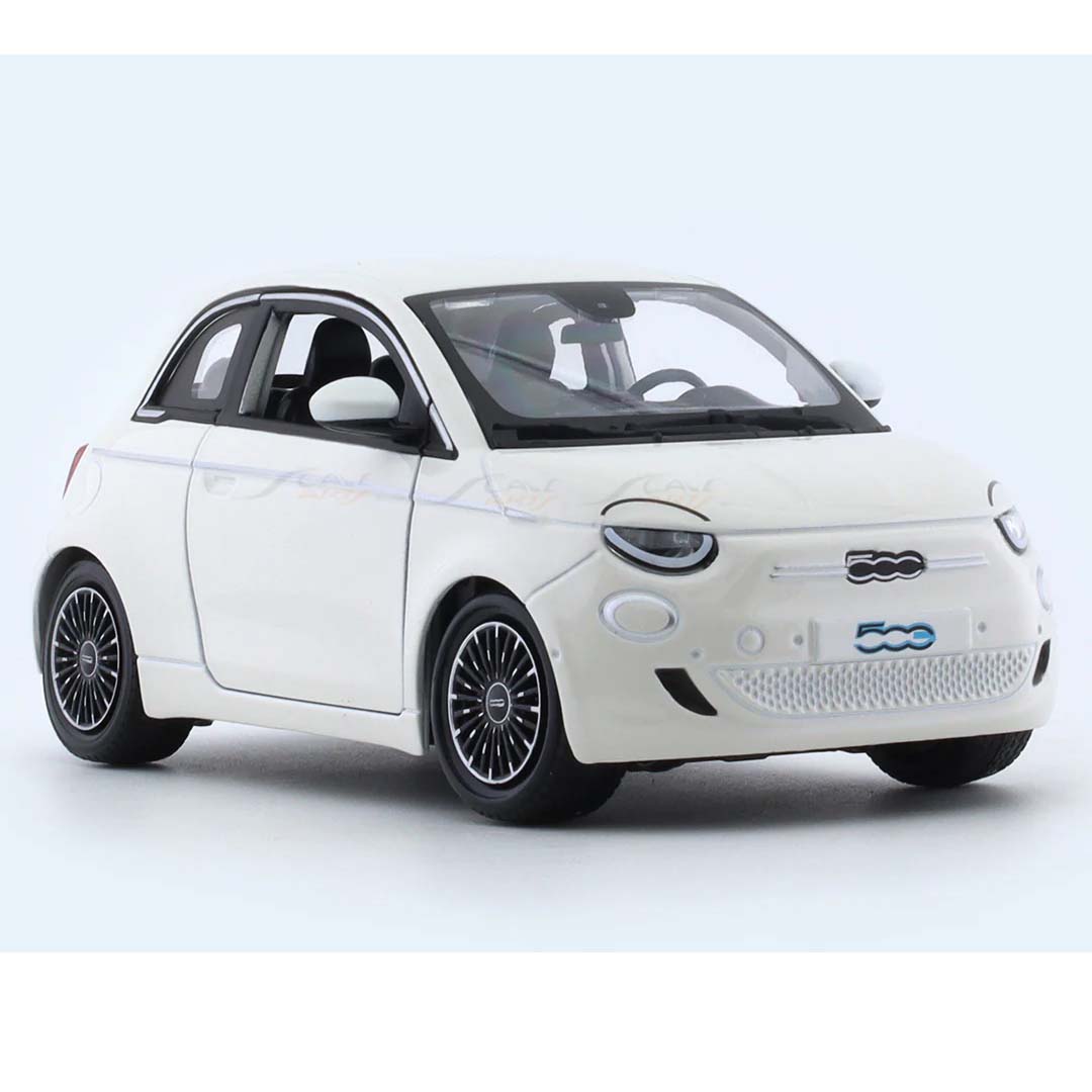 2023 Fiat 500e White 1:24 Scale Diecast Model Car by Bburago – Official Licensed Collectible