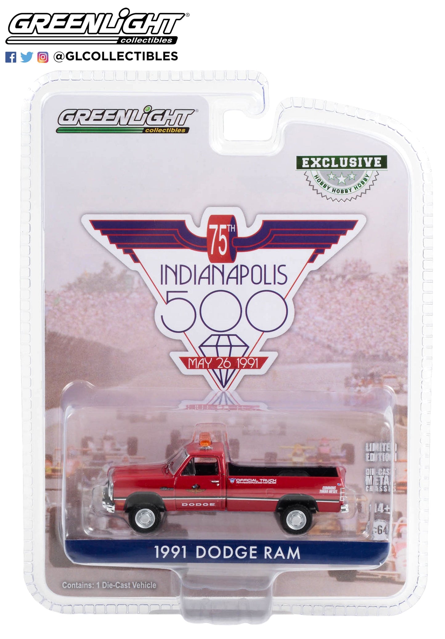 Greenlight 75th Indianapolis 500 Exclusive – 1991 Dodge Ram Fire Truck (1:64 Scale Die-Cast)