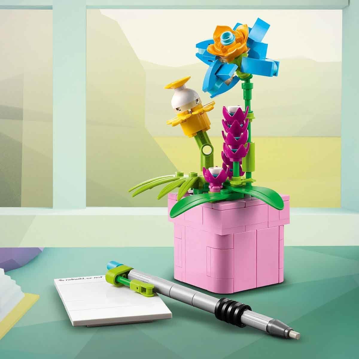 LEGO Creator 3in1 Typewriter with Flowers Toy - Transforms into a Keytar Model or a Flowerpot with Pen & Notebook - Building Set for 8+ Year Old Girls & Boys - Creative Birthday Gift - 31169