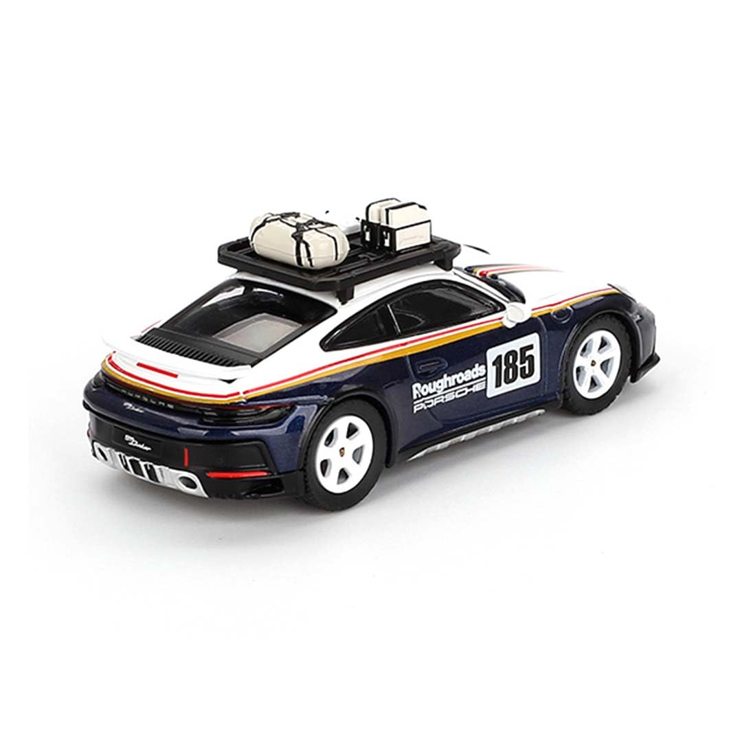 Mini GT Die Cast Collectrors Model Cars: (Porsche 911 Dakar Rallye Design Package White/Gentian Blue Metallic)
