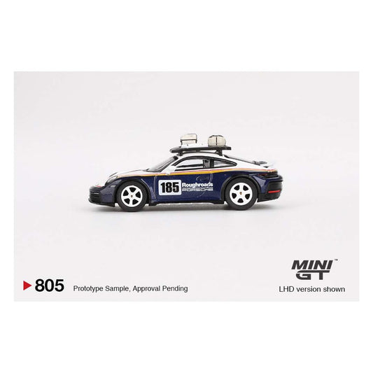 Mini GT Die Cast Collectrors Model Cars: (Porsche 911 Dakar Rallye Design Package White/Gentian Blue Metallic)