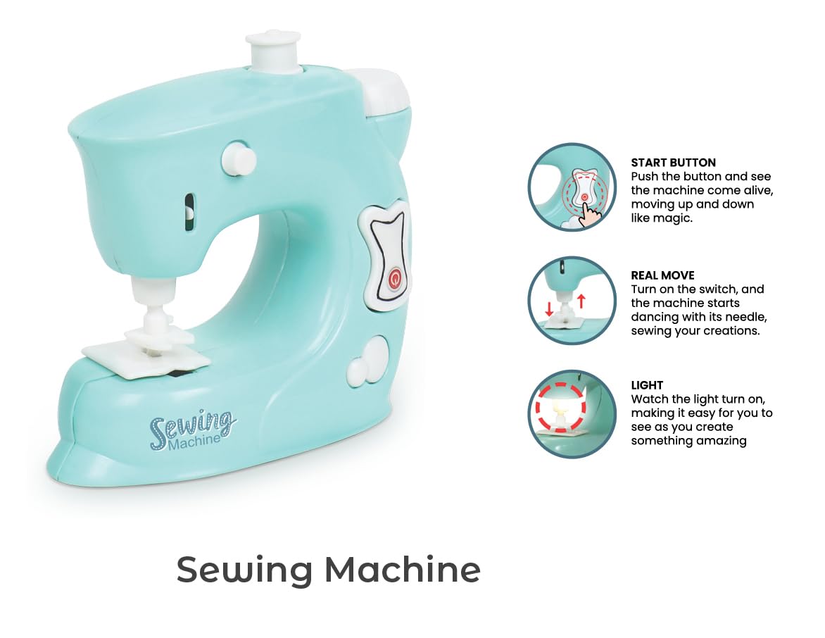 Pablo Honey Mini Iron, Microwave, Oven & Sewing Machine Household Play Set (Blue)