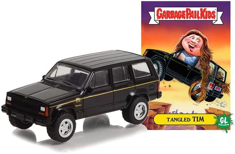 Greenlight Garbage Pail Kids – 1993 Jeep Cherokee with Tangled Tim Peelable Sticker (1:64 Scale Die-Cast)
