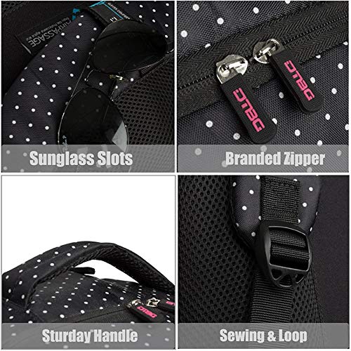 DTBG Laptop Backpack 15.6" Water Resistant (Black with Pink Dots)
