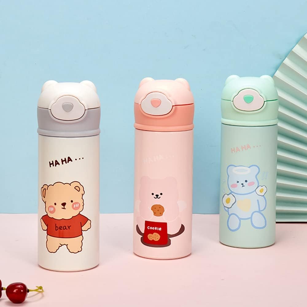 Vacuum Insulated Water Bottle with Straw, Leak-Proof Stainless Steel 14OZ | 410 ML (White)