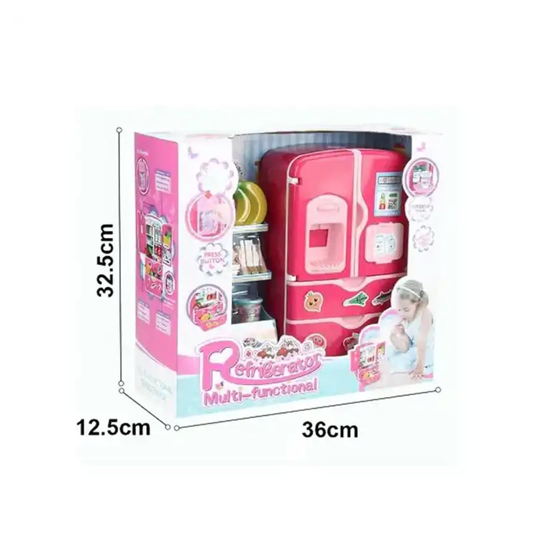 Kids Double Door Role Play Fridge Simulation Toy, Sensitive Magic Refridgerator Educational Home Appliance for Kids Aged 3+