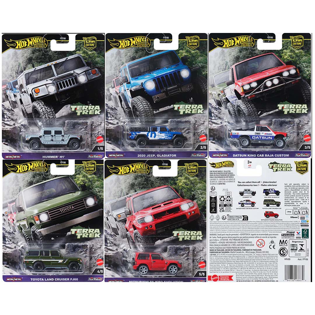 Hot Wheels Car Culture Terra Trek – Set of 5 Premium 1:64 Die-Cast Off-Road Vehicles (FPY86 C)