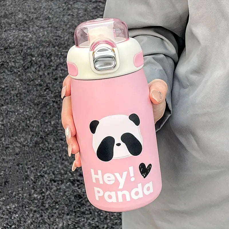 Hey Panda Water Bottle With Straw 650 ML (Pink)
