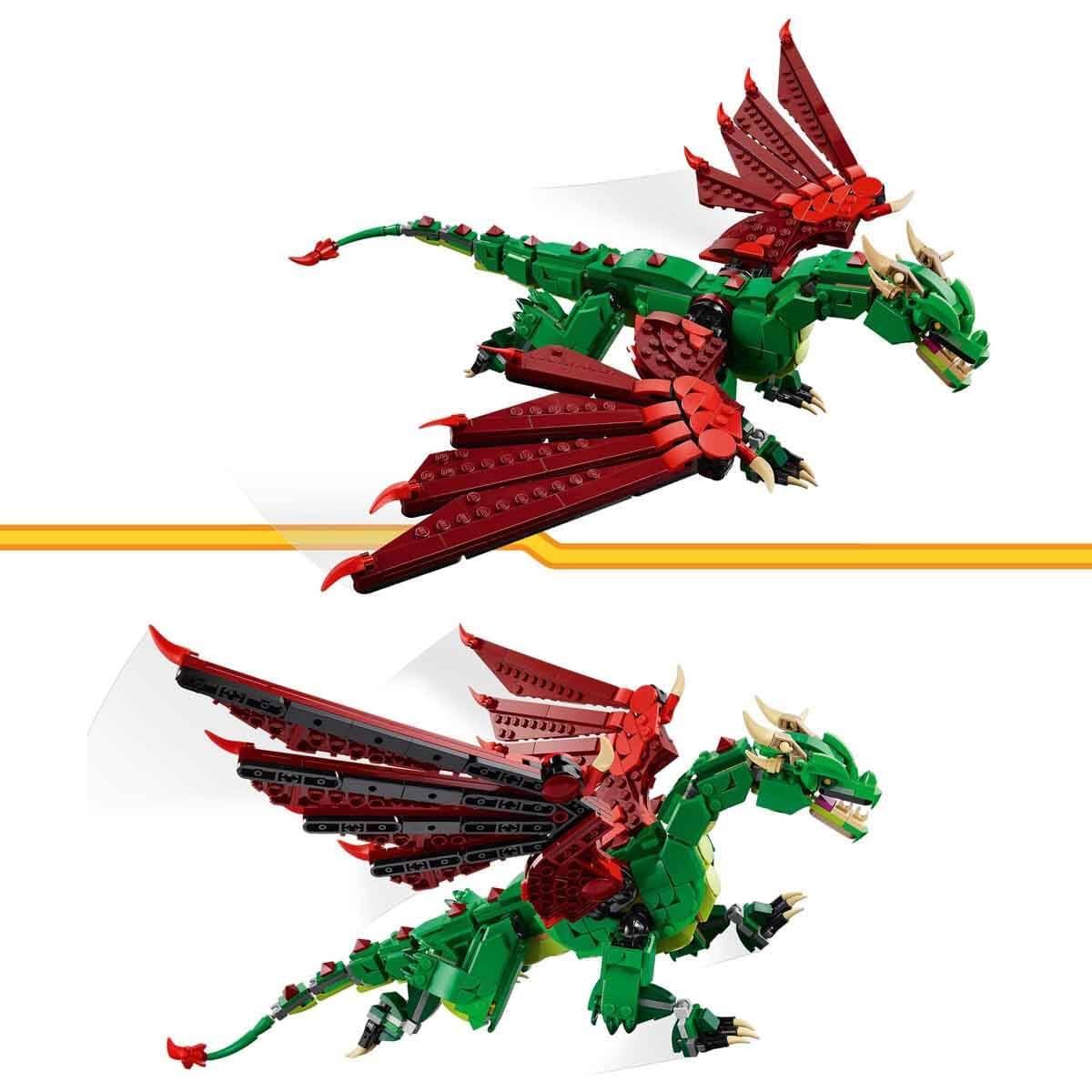 LEGO Creator 3in1 Medieval Dragon Creature Toy Playset 31161 Building Blocks Toys for 9+ Gift for Boys and Girls
