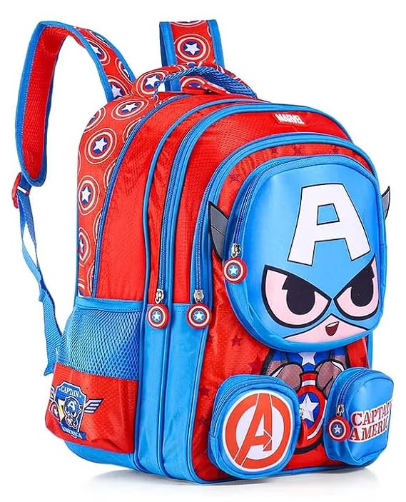 STRIDERS Captain America 14-Inch Premium Kids School Bag for Ages 3-5 Lightweight & Durable