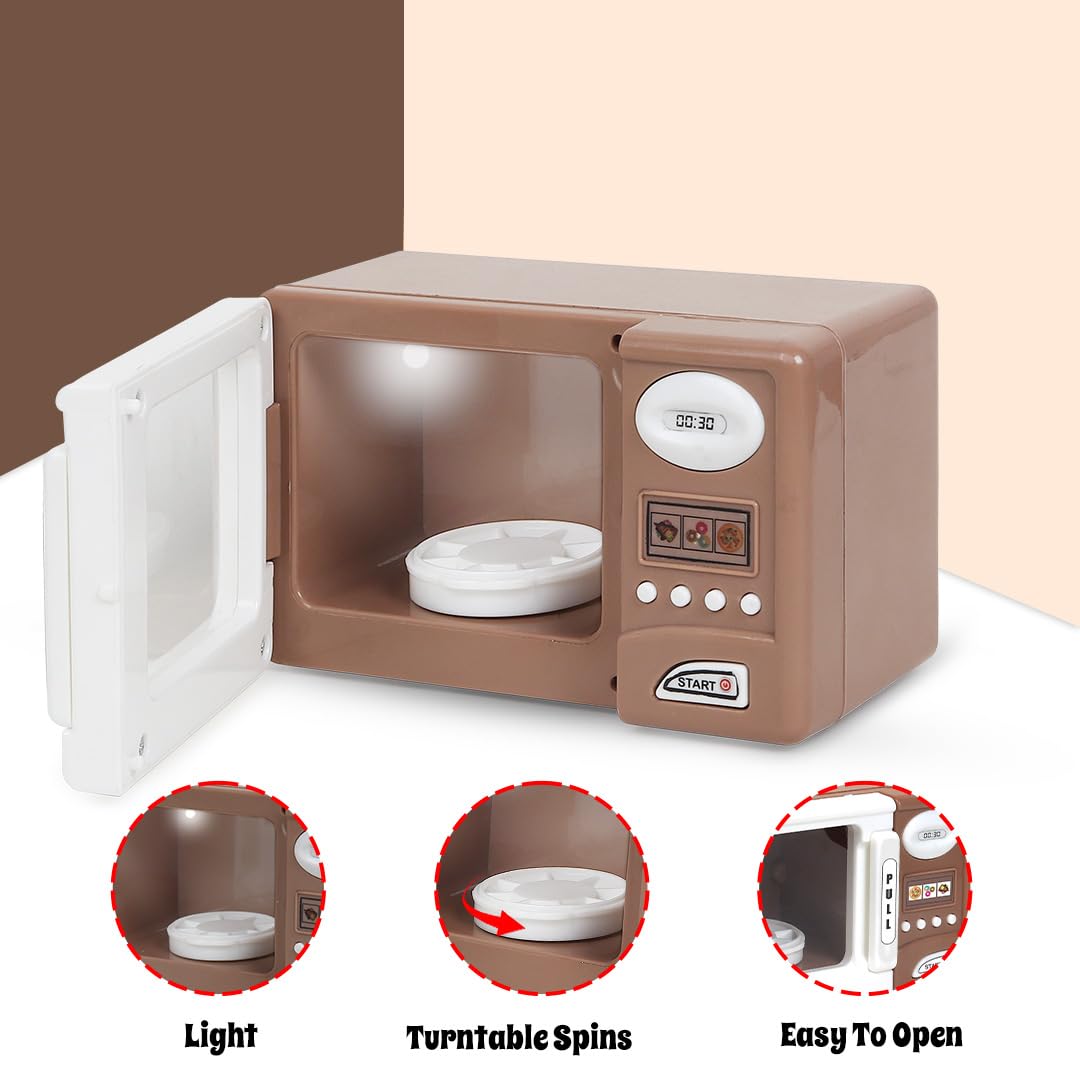 Pablo Honey Mini Microwave, Kitchen Oven Household Play Set (Brown)