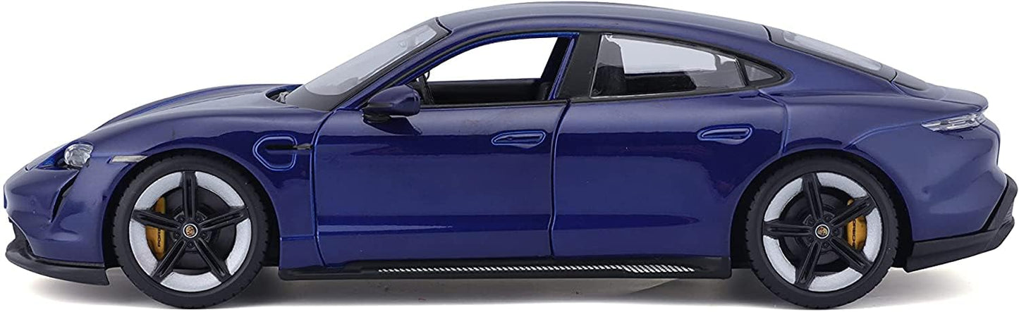 Bburago - 1/24 Scale Model Compatible with Porsche Taycan Turbo S 2019 Sports Car Miniature Collectible (Blue)