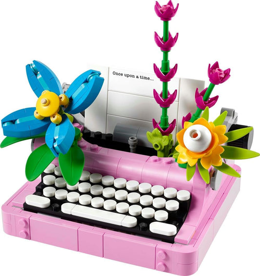 LEGO Creator 3in1 Typewriter with Flowers Toy - Transforms into a Keytar Model or a Flowerpot with Pen & Notebook - Building Set for 8+ Year Old Girls & Boys - Creative Birthday Gift - 31169