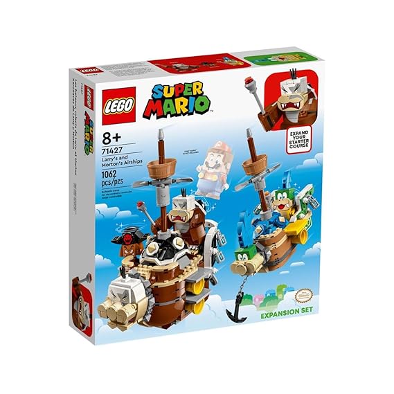LEGO 71427 Super Mario Larry's and Morton’s Airships Expansion Building Set (1062 Pieces)