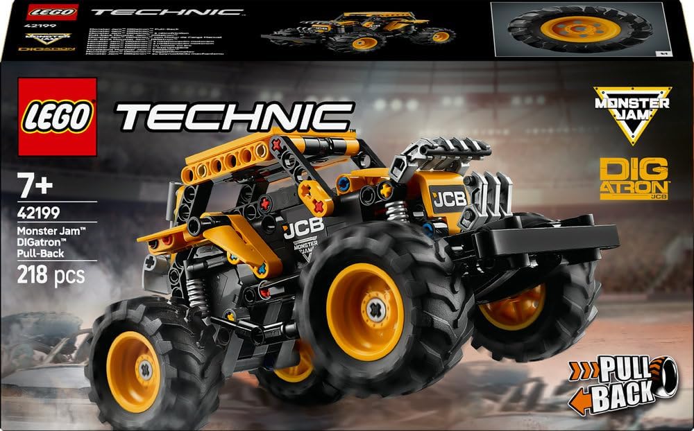 LEGO Technic Monster Jam DIGatron Pull-Back Truck Toy - Vehicle Building Set for 7+ Year Old Boys & Girls Who Love Creative Play - Gift Idea 42199