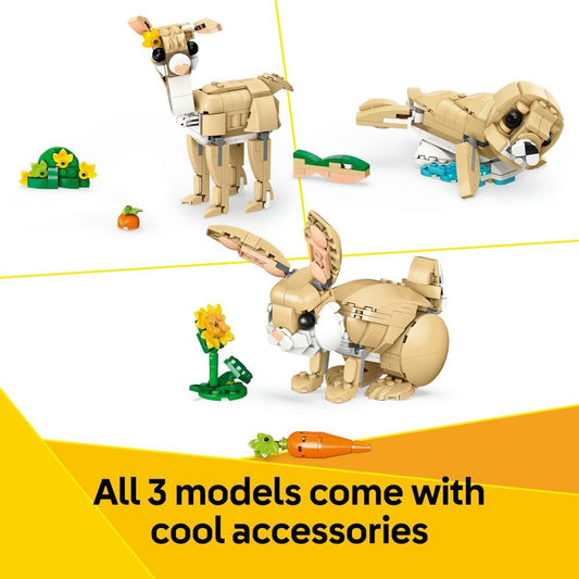 LEGO Creator 3in1 Cute Bunny Toy - Transforms into a Llama Figure or Seal - Animals Building Set for Kids, 8+ Year Old Girls & Boys - Creative Birthday Gift Idea - 31162