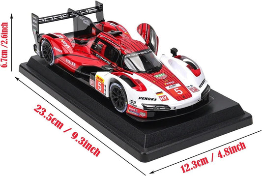 Bburago Metal Die-Cast - 1/24 Scale Model Compatible With Porsche Lmh 963 9Rd 4.6L Turbo V8 2023 Sports - Racing Car Model Red