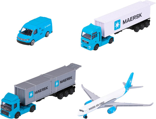 Majorette - Maersk Transport Truck – Die-Cast Vehicle with Realistic Cargo Design, Multicolor Finish (Pack of 1)