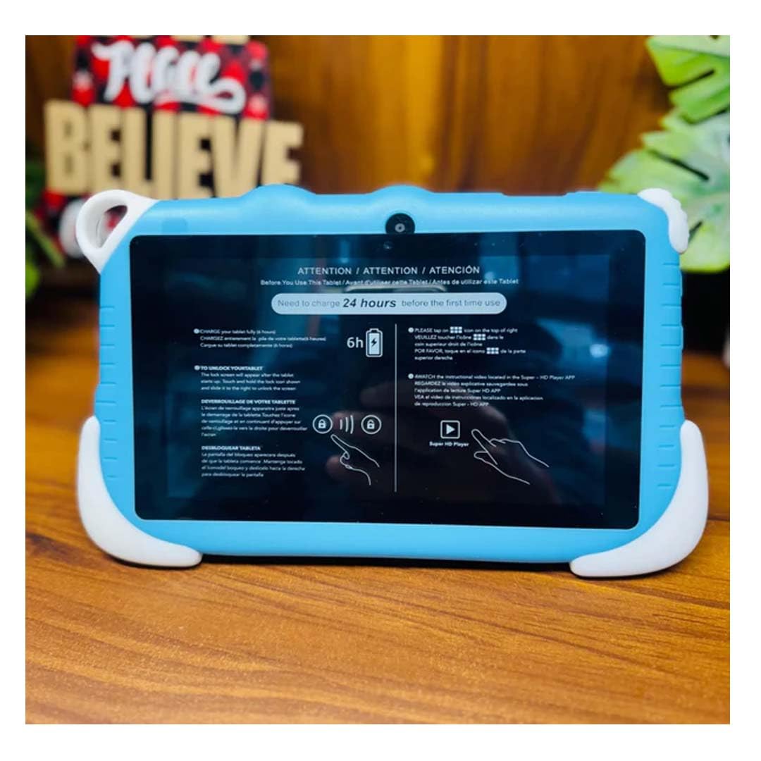 Kids Learning Tablet – 7" HD, 128GB, Dual Cameras, 4G/WiFi, Parental Lock, Fall-Proof Cover (Space - Blue)