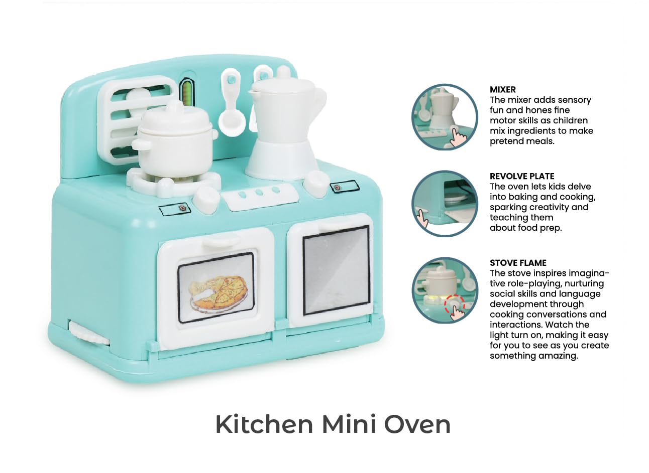 Pablo Honey Mini Microwave, Kitchen Oven Household Play Set (Blue)
