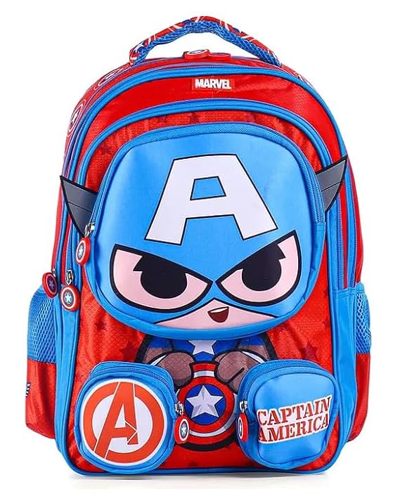 STRIDERS Captain America 14-Inch Premium Kids School Bag for Ages 3-5 Lightweight & Durable
