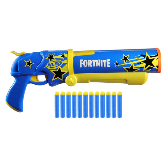 Nerf Fortnite Half Tone Hero Blaster, Bonus Code to Unlock Half Tone Hero Wrap in The Game, Break Open Loading, 12 Nerf Elite Darts