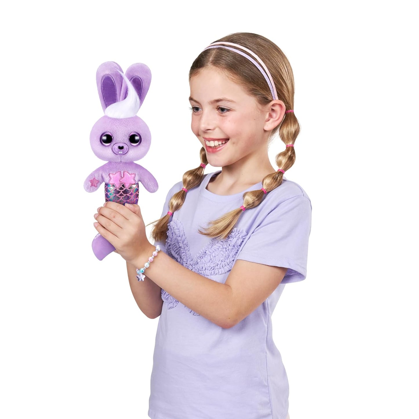 Pets Alive Furmaids by ZURU Mermaid Plush Interactive Light and Sound Girls Toy (Purple Rabbit)