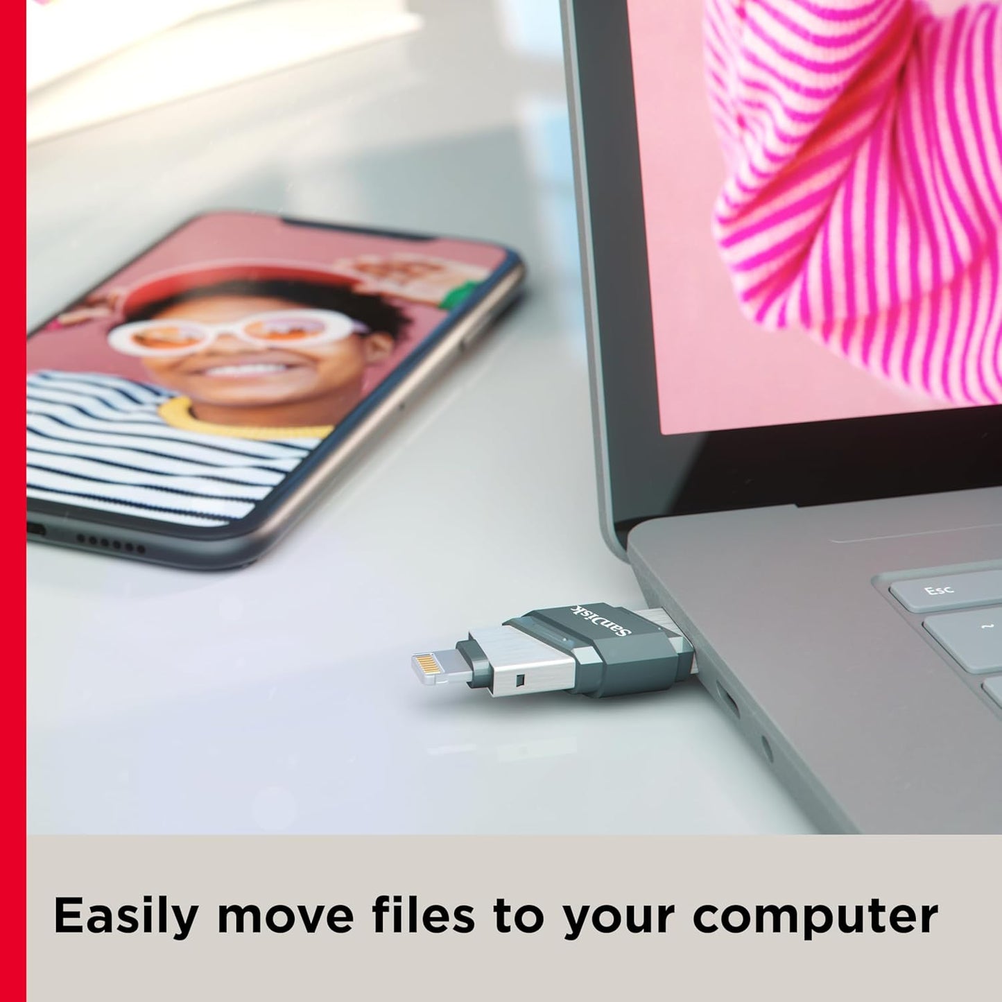 SanDisk 256 iXpand USB 3.0 Flash Drive Flip for iOS and Windows, Metalic