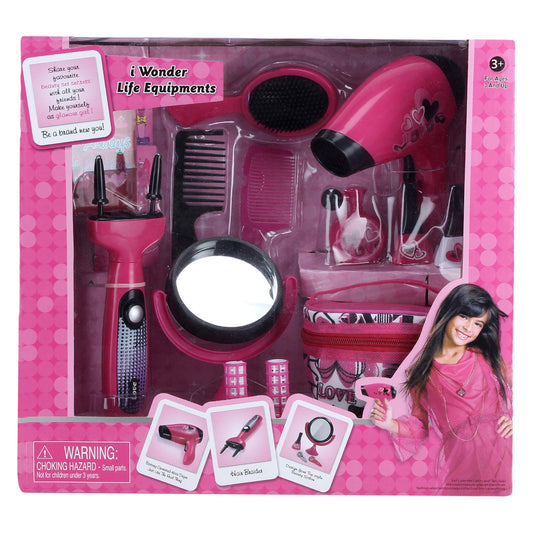 Beauty Pretend Play Magic Makeup Nail Paints/Hairbrush/Hair Comb/Vanity Bag Set for Girls