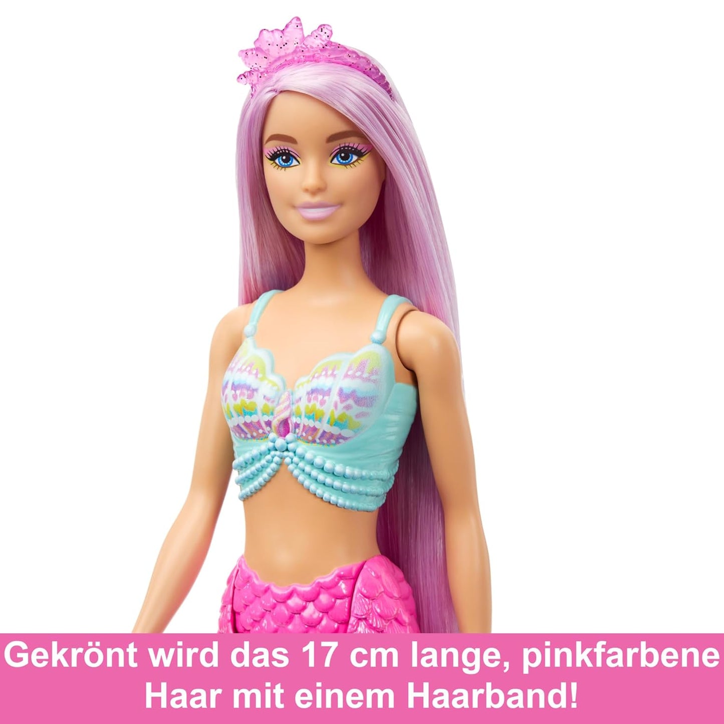 Barbie Mermaid Doll with 7-Inch-Long Pink Fantasy Hair and Colorful Accessories for Styling Play Like Headband and Barrettes