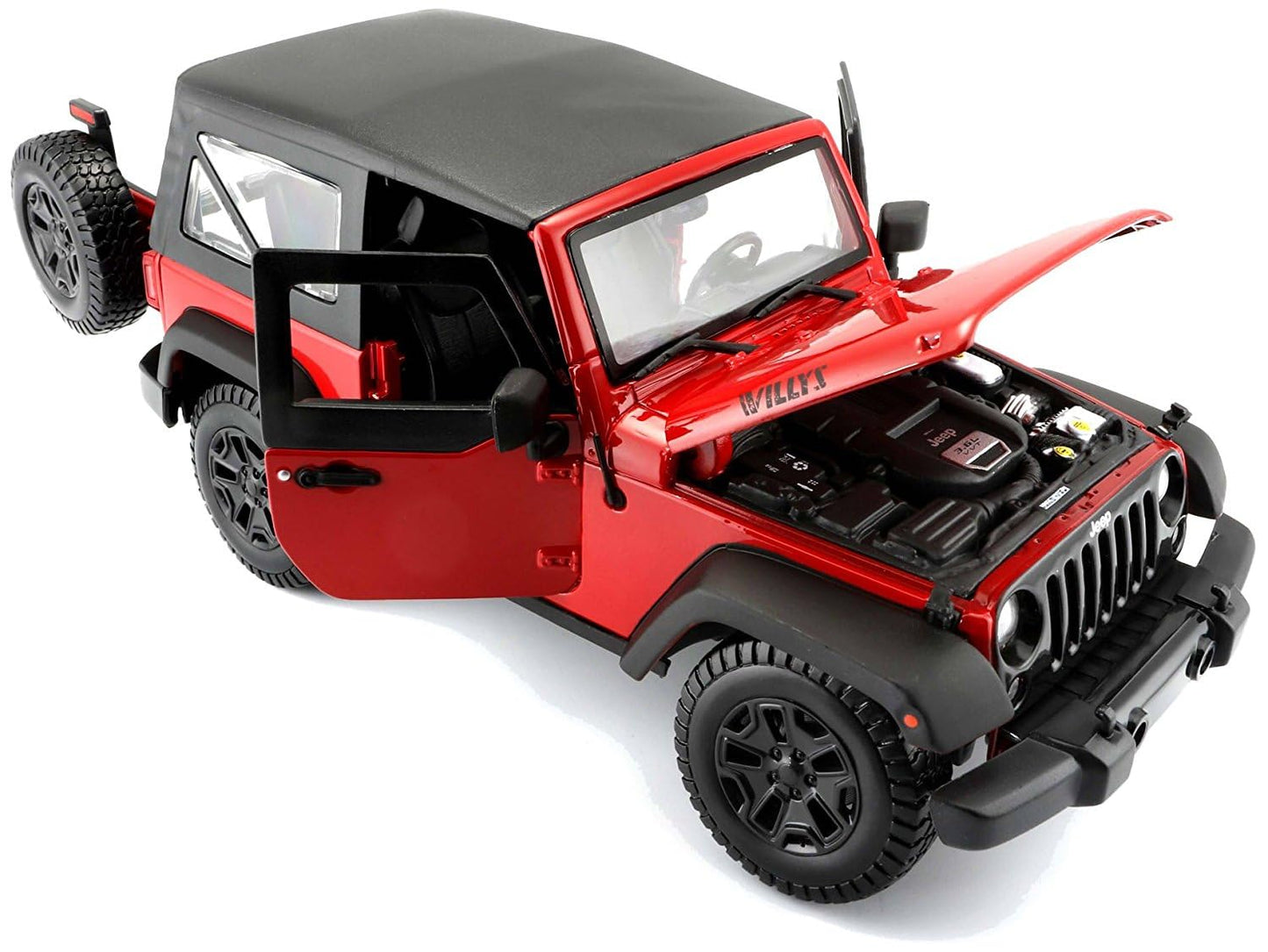 Maisto 1:18 Scale Jeep Wrangler Willys Hard Top 2014 (Red) Off-Road Vehicle Model: