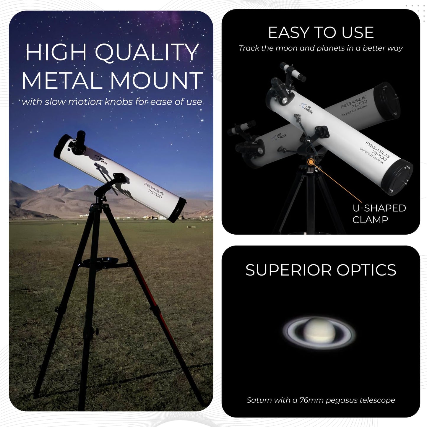 Pegasus 76700 HD Telescope – Explore Moon, Planets & Deep Space in Ultra Clarity