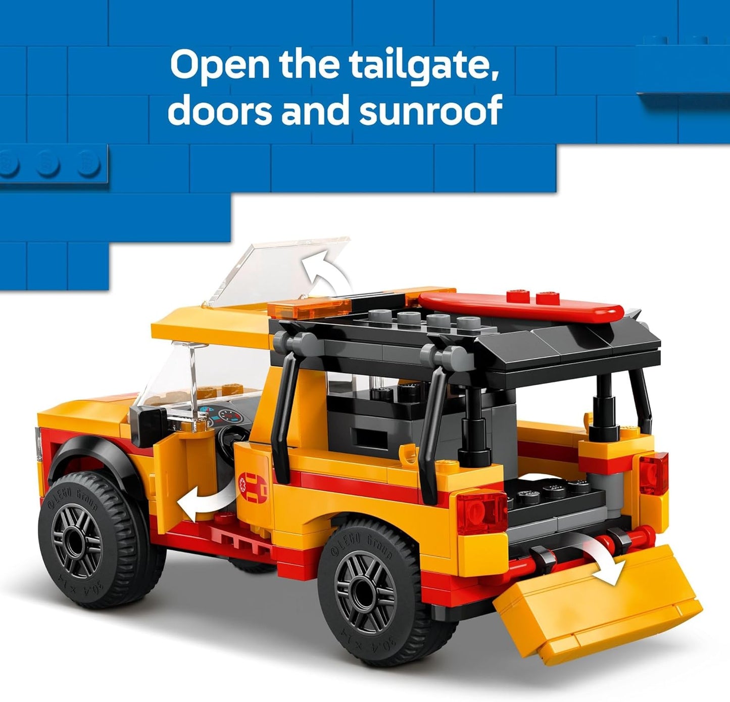 LEGO City Lifeguard Beach Rescue Truck Toy - Building Toy for Kids, Boys and Girls, Ages 6+ - Includes 2 Minifigures, Shark Toy - Gift for Beach-Loving Kids - 60453