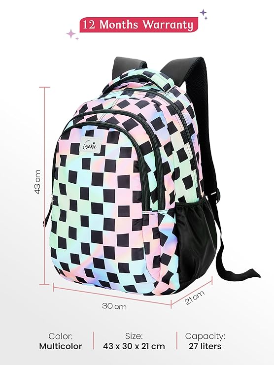 Genie Iridescence 17-Inch Casual Backpack – 27L | Stylish, Lightweight & Spacious