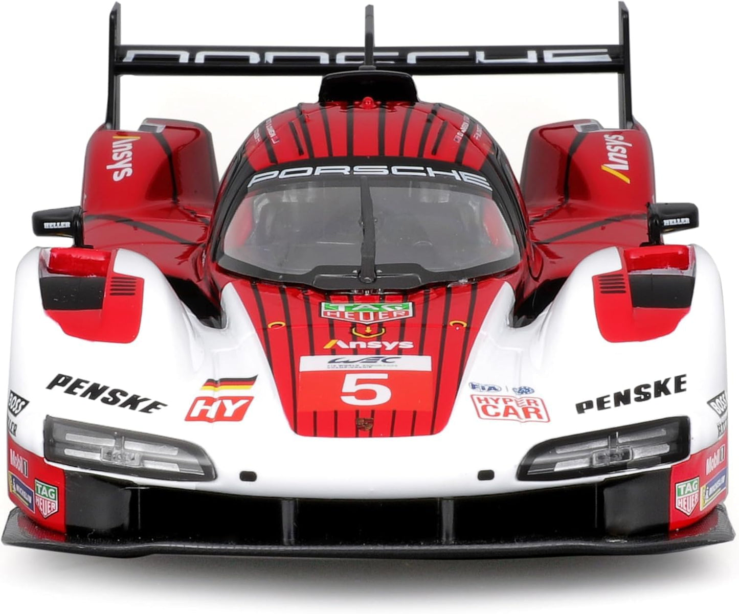 Bburago Metal Die-Cast - 1/24 Scale Model Compatible With Porsche Lmh 963 9Rd 4.6L Turbo V8 2023 Sports - Racing Car Model Red