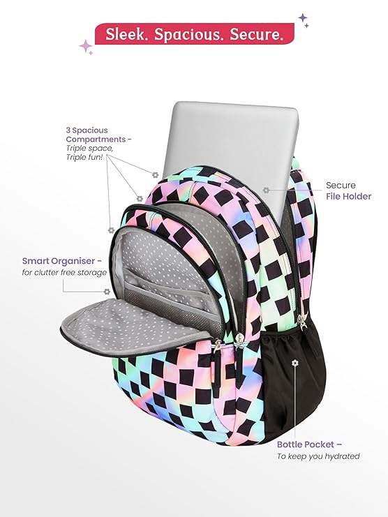 Genie Iridescence 17-Inch Casual Backpack – 27L | Stylish, Lightweight & Spacious