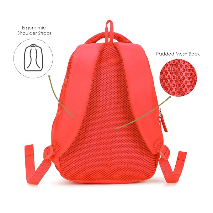 Genie Maisy Kids Backpacks, 15 inches, Cute, Colourful bags for girls, Water Resistant and Lightweight. 3 compartment with Happy Pouch