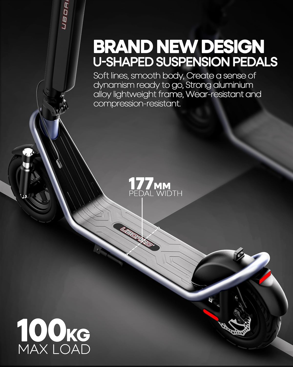 UBOARD X Pro Electric Scooter – 25Km Range, Fast Charging, Foldable E-Ride with LED Display & Dual Brakes (Black)