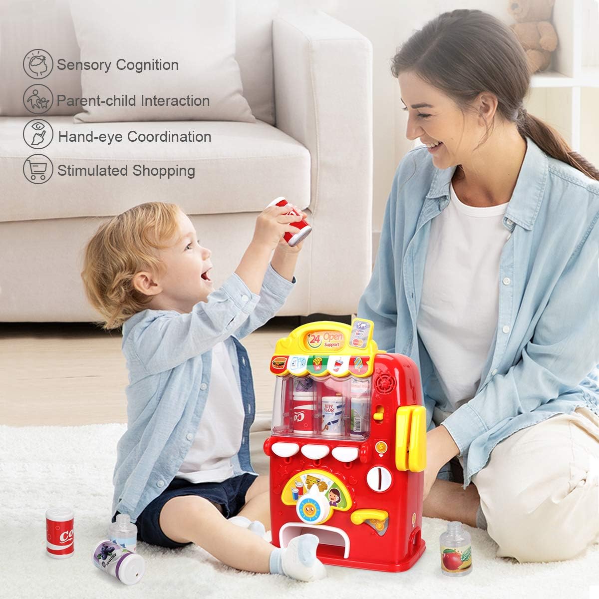 Baby Musical Vending Machine Set, Electronic Drink Machine, Educational Learning Toy