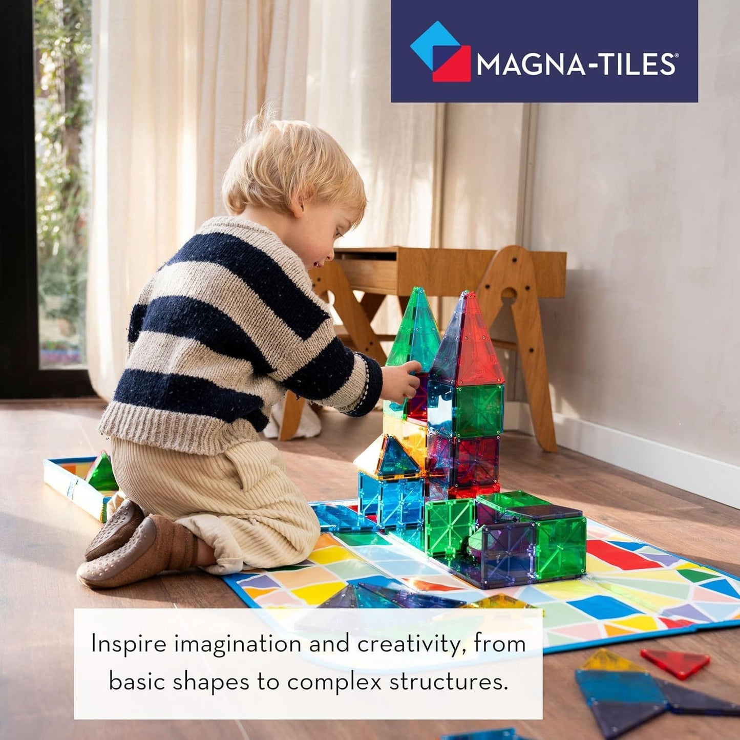 agna-Tiles Magnetic Building Toys,Clear Colors Set,Multi Color (100 Pieces)