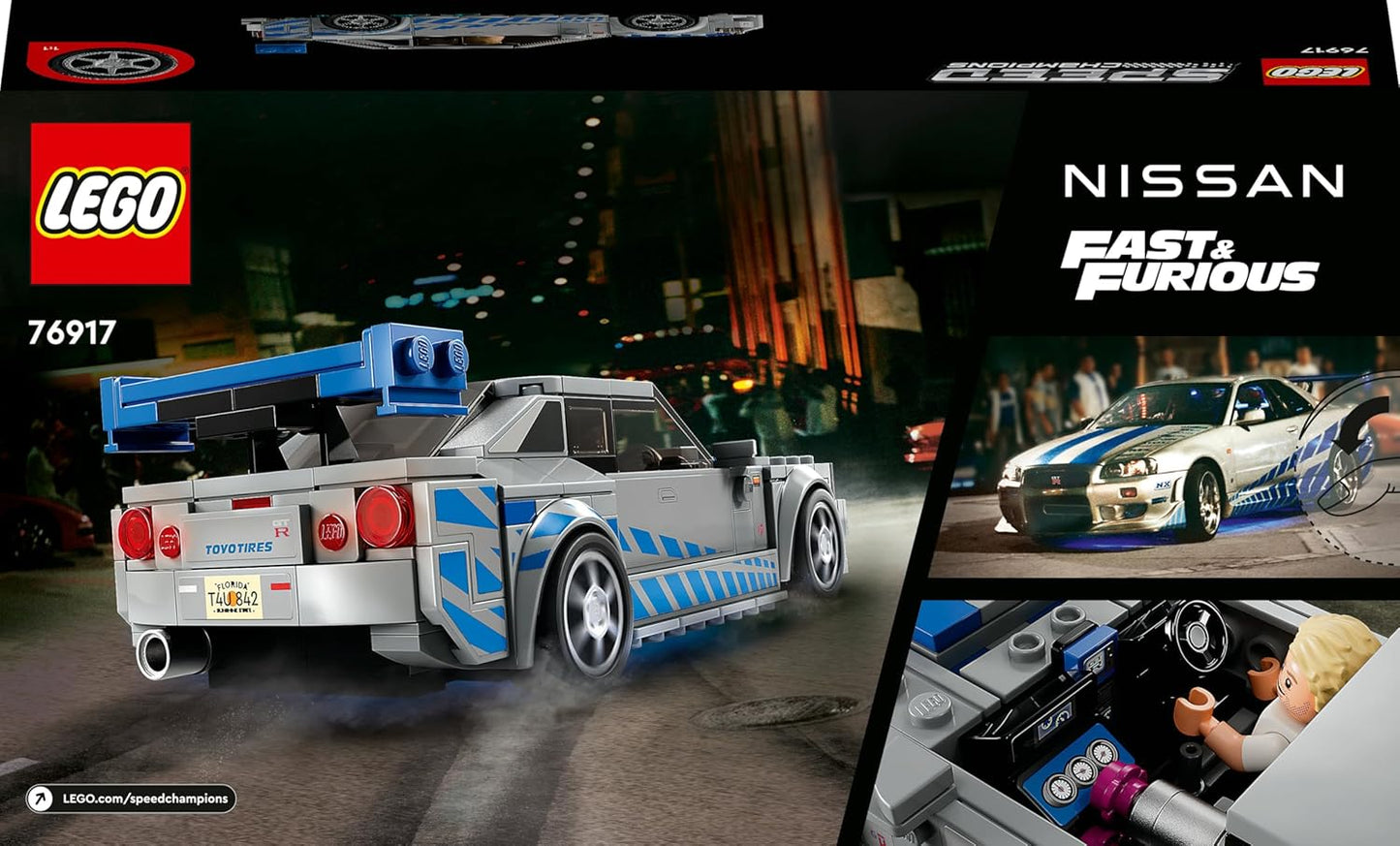 LEGO 76917 Speed Champions 2 Fast 2 Furious Nissan Skyline GT-R (R34) 319 Pieces