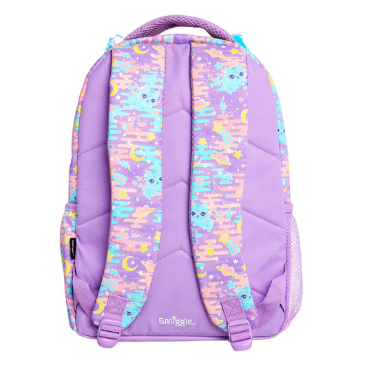 Smiggle School Bags Far Away Cat Print Backpack – Lilac | School & Travel Bag for Kids 3Y+