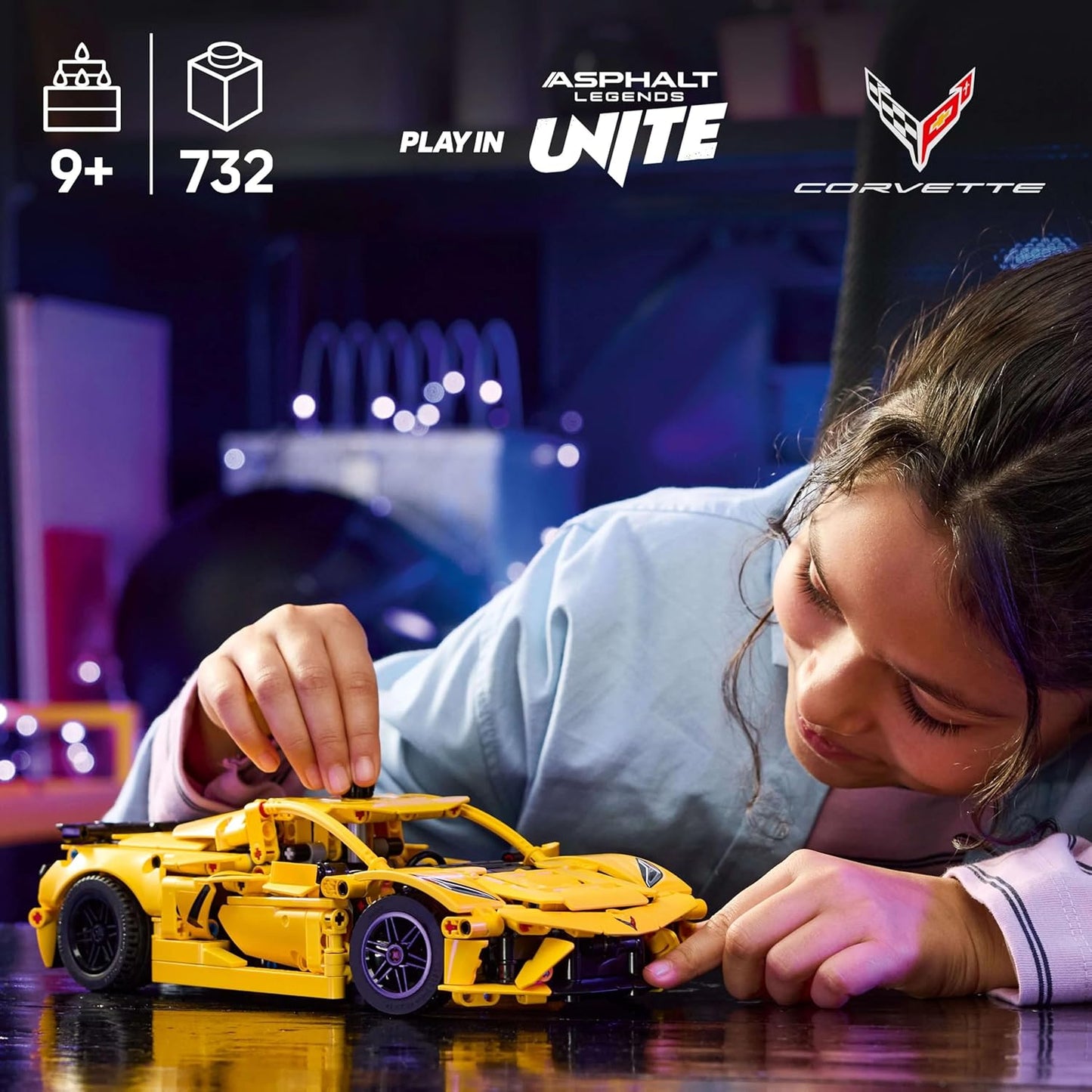 LEGO Technic Chevrolet Corvette Stingray Car Model Kit Vehicle Toy 42205 Building Blocks Toys for 9+ Gift for Boys and Girls