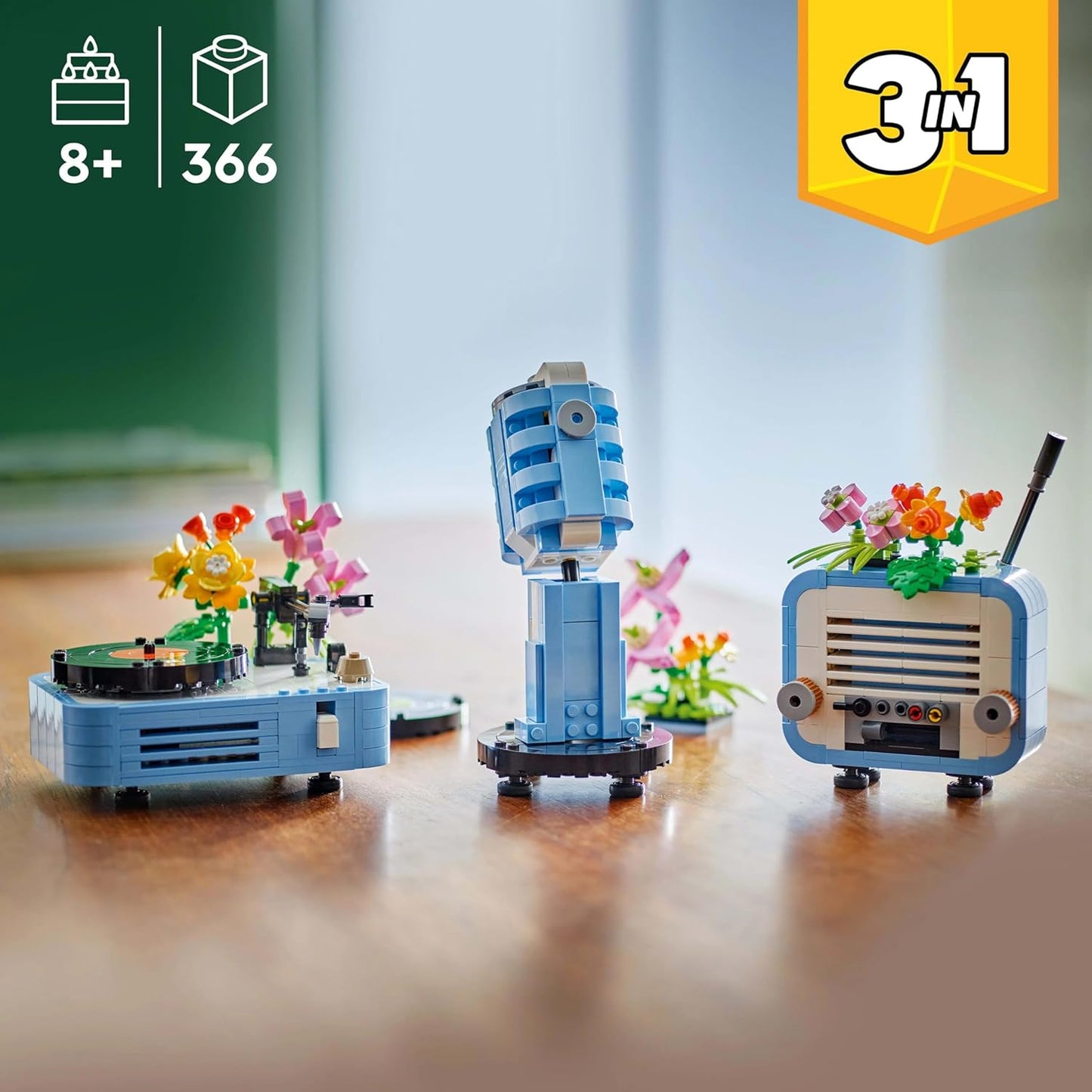 LEGO Creator 3in1 Record Player with Flowers Music Set 31172 Building Blocks Toys for 8+ Gift for Boys and Girls