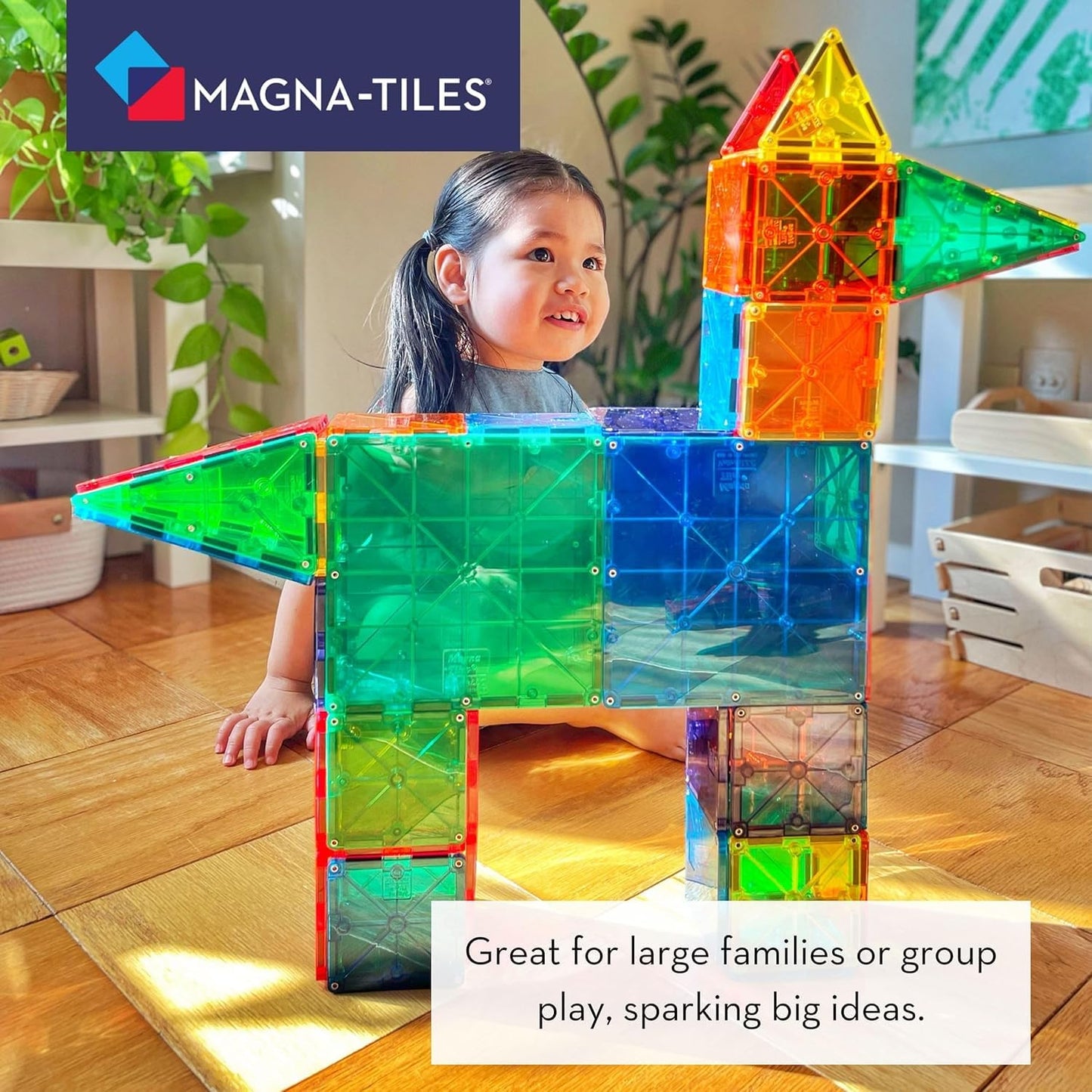 agna-Tiles Magnetic Building Toys,Clear Colors Set,Multi Color (100 Pieces)