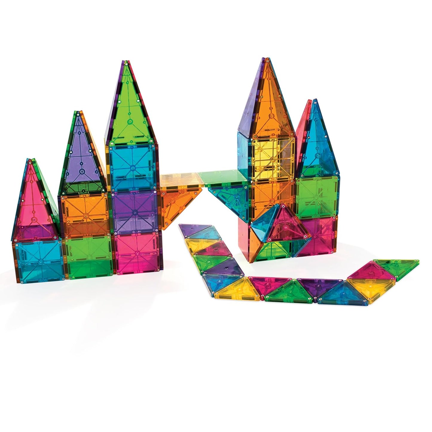 agna-Tiles Magnetic Building Toys,Clear Colors Set,Multi Color (100 Pieces)