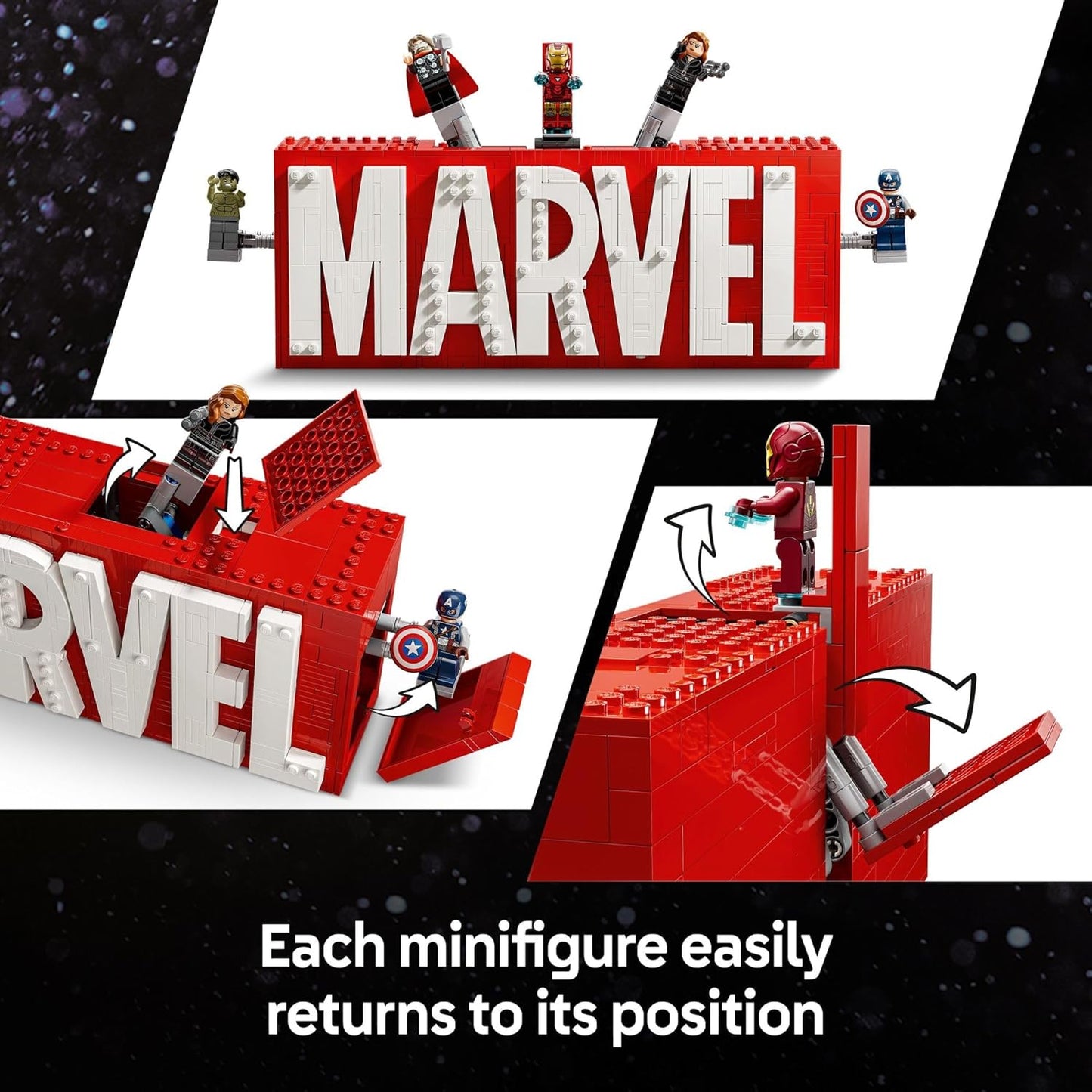 LEGO 76313 Marvel : Marvel Logo & Minifigures Building Set (931 Pieces)